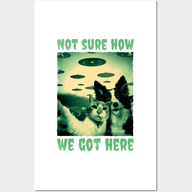 Dog and Cat UFO Wall Art by tommytyrer